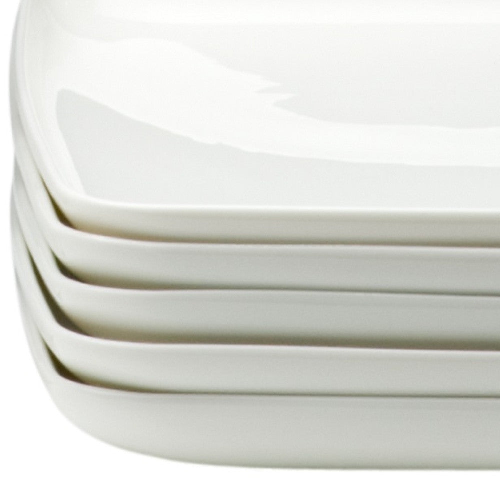 LuxxHomes  White Six Piece Rectangle Porcelain Service For Six Dinner Plate Set