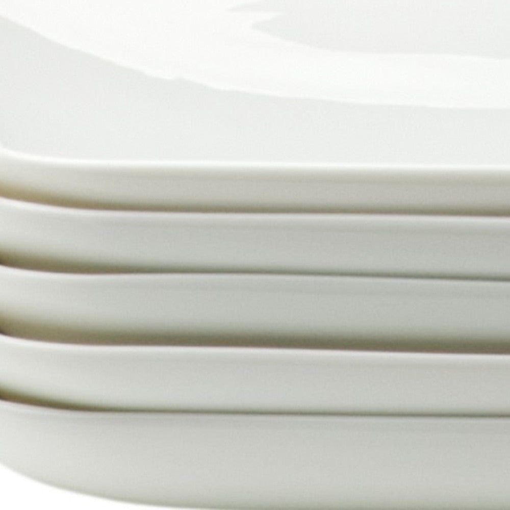 LuxxHomes  White Six Piece Rectangle Porcelain Service For Six Dinner Plate Set