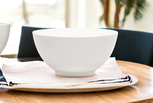 LuxxHomes  White Porcelain Large Round Serve Bowl