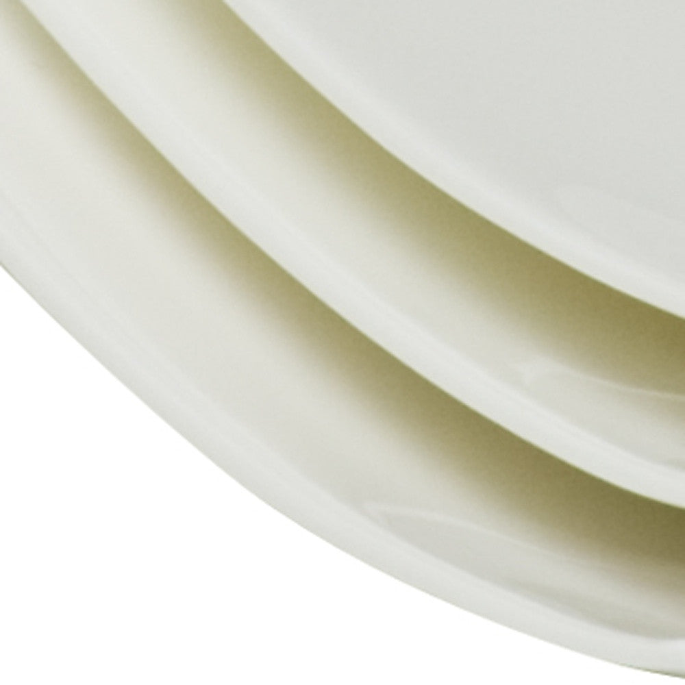 LuxxHomes  White Six Piece Square Bone China Service For Six Dinner Plate Set