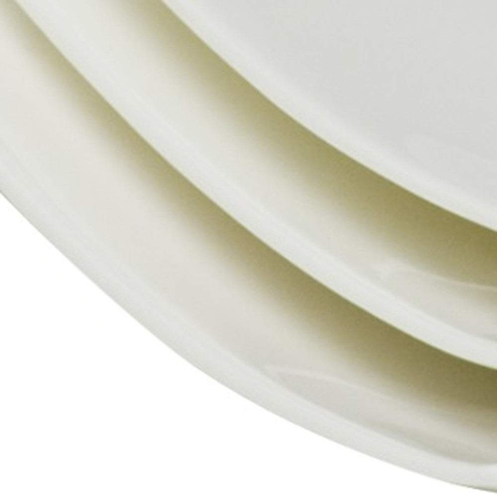 LuxxHomes  White Six Piece Square Bone China Service For Six Salad Plate Set