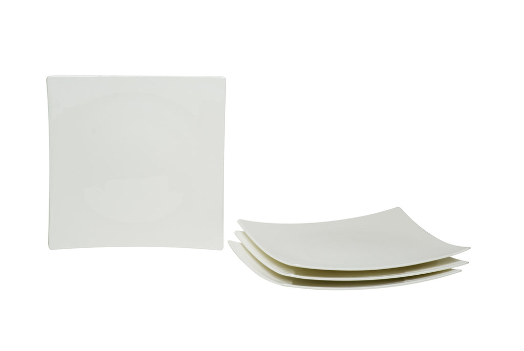 LuxxHomes  White Six Piece Square Bone China Service For Six Salad Plate Set