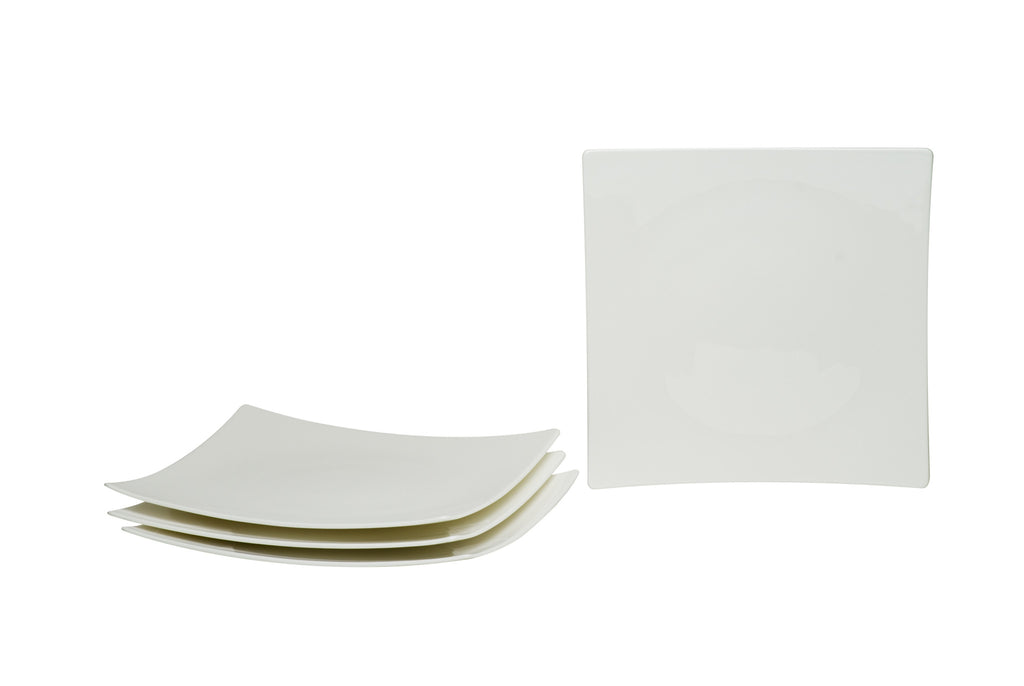 LuxxHomes  White Six Piece Square Bone China Service For Six Salad Plate Set