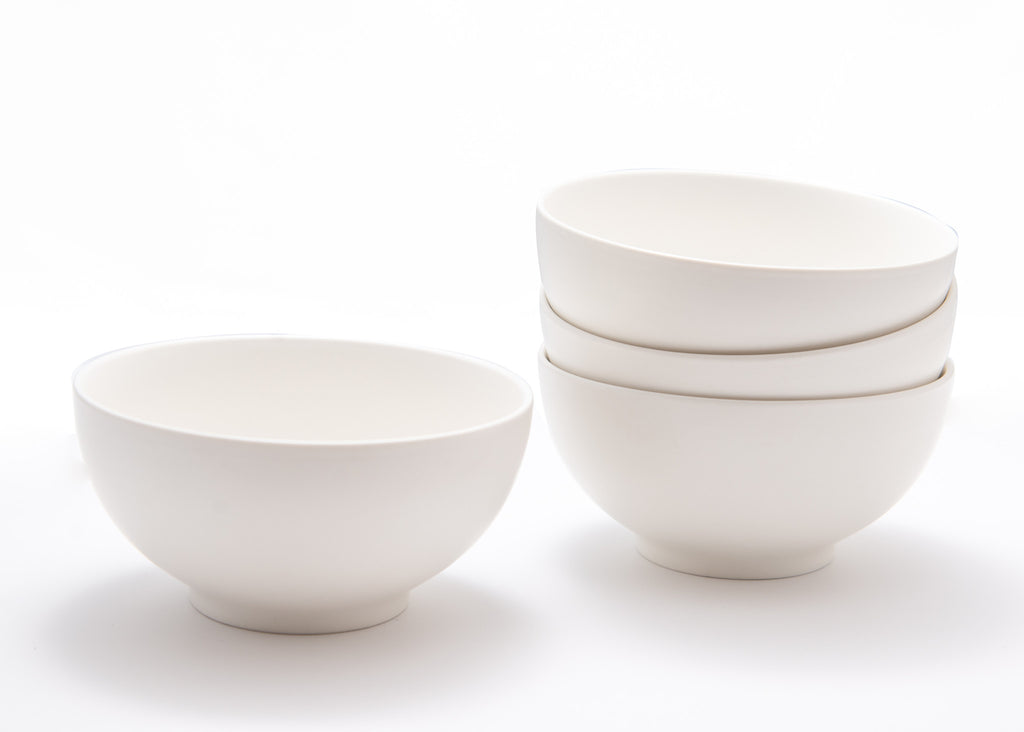 LuxxHomes  White Four Piece Porcelain Service For Four Bowl Set