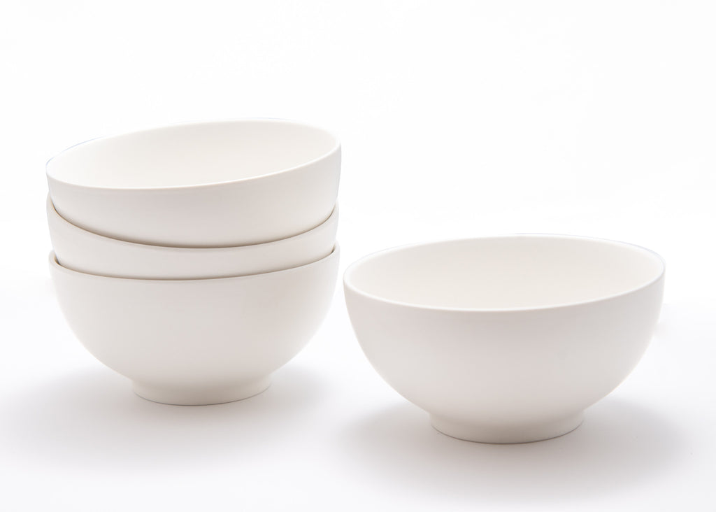 LuxxHomes  White Four Piece Porcelain Service For Four Bowl Set