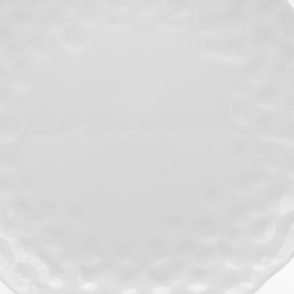 LuxxHomes  White Six Piece Round Pebbled Porcelain Service For Six Salad Plate Set