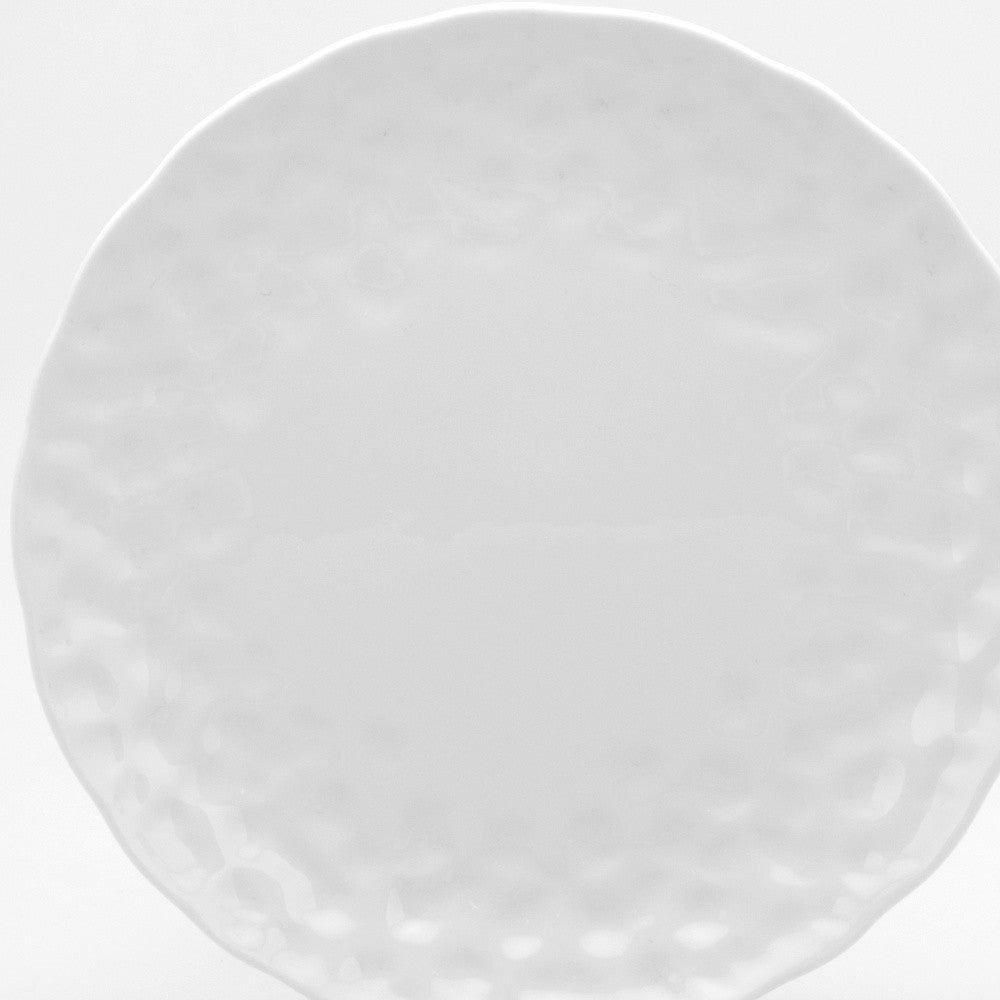 LuxxHomes  White Six Piece Round Pebbled Porcelain Service For Six Salad Plate Set