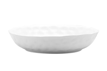 LuxxHomes  White Six Piece Round Pebbled Porcelain Service For Six Bowl Set