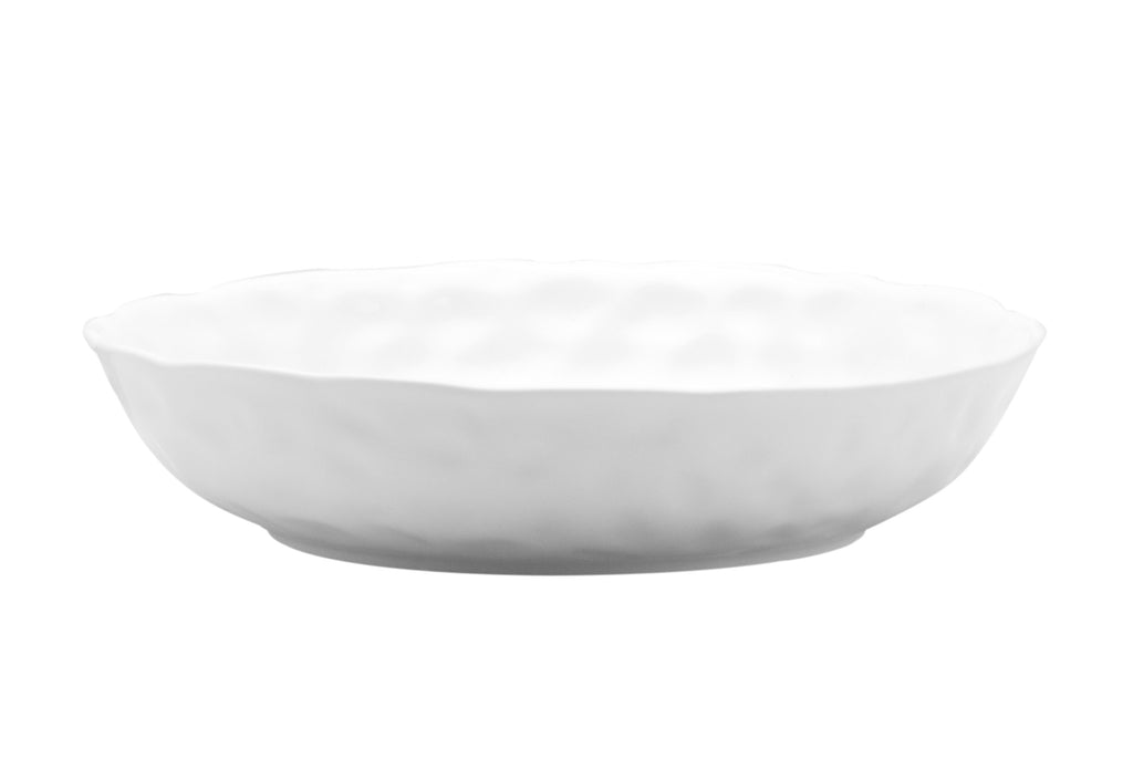 LuxxHomes  White Six Piece Round Pebbled Porcelain Service For Six Bowl Set