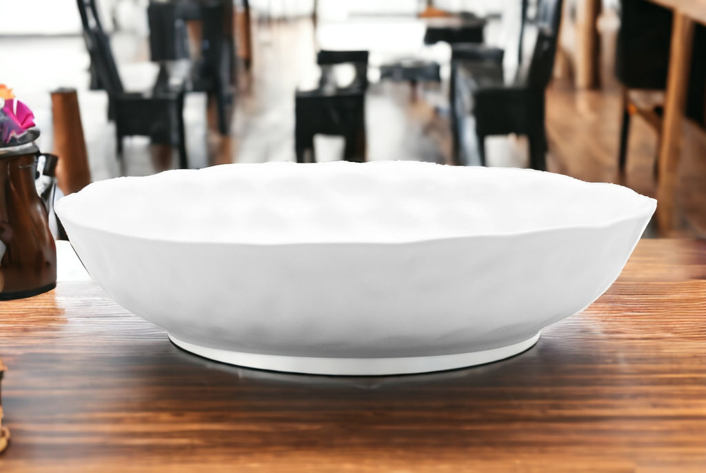 LuxxHomes  White Six Piece Round Pebbled Porcelain Service For Six Bowl Set