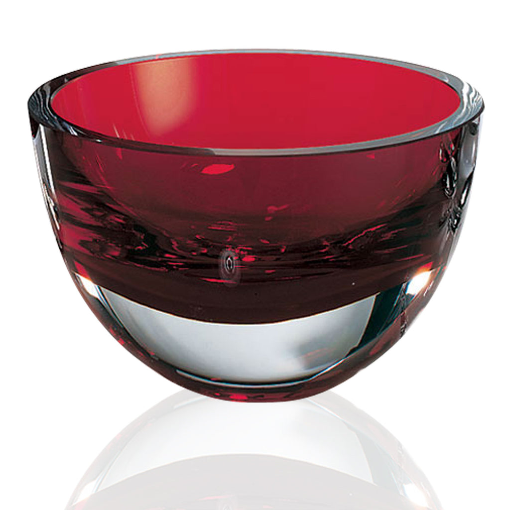 LuxxHomes  6" Red Mouth Blown Crystal Thick Walled Bowl