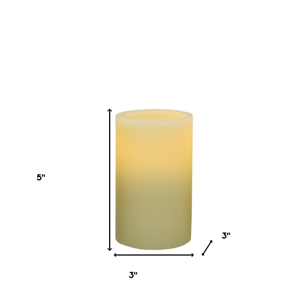 LuxxHomes  5" Ivory Flameless Pillar Candle