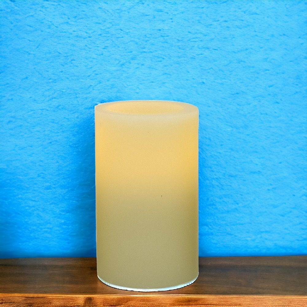 LuxxHomes  5" Ivory Flameless Pillar Candle