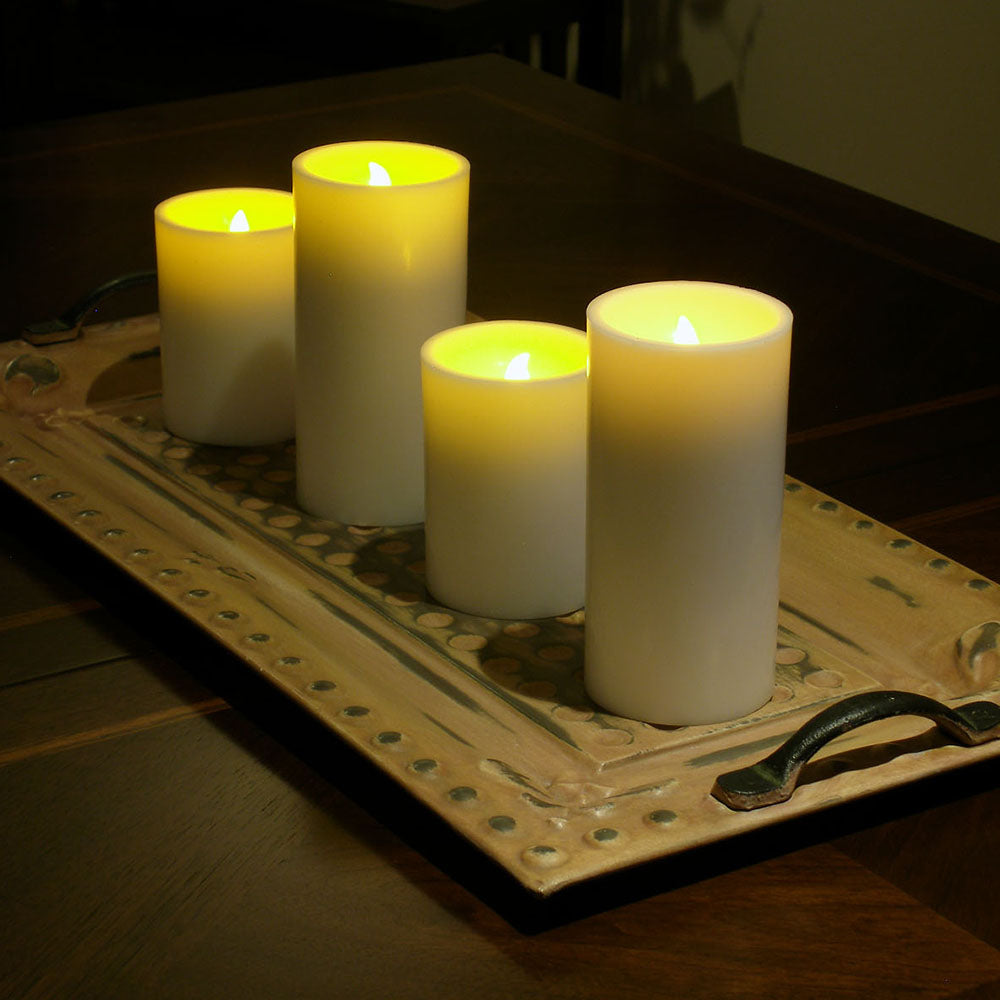 LuxxHomes  6" Ivory Flameless Pillar Candle