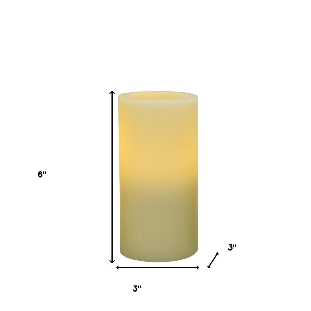 LuxxHomes  6" Ivory Flameless Pillar Candle