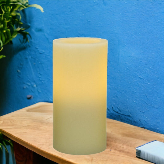 LuxxHomes  6" Ivory Flameless Pillar Candle