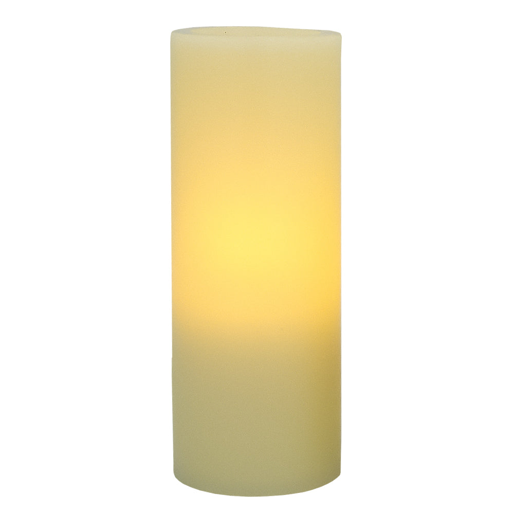 LuxxHomes  8" Ivory Flameless Pillar Candle