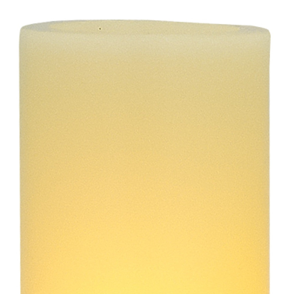 LuxxHomes  8" Ivory Flameless Pillar Candle