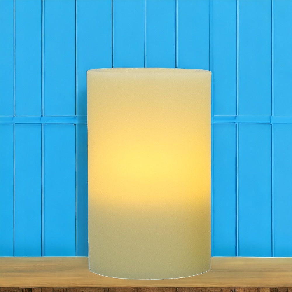 LuxxHomes  6" Ivory Flameless Pillar Candle