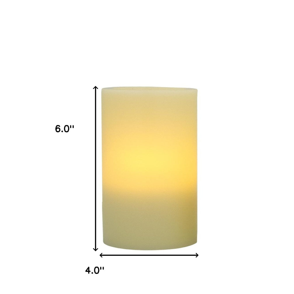 LuxxHomes  6" Ivory Flameless Pillar Candle