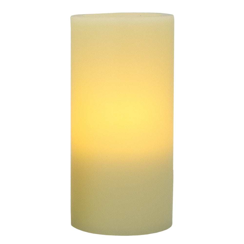 LuxxHomes  8" Ivory Flameless Pillar Candle