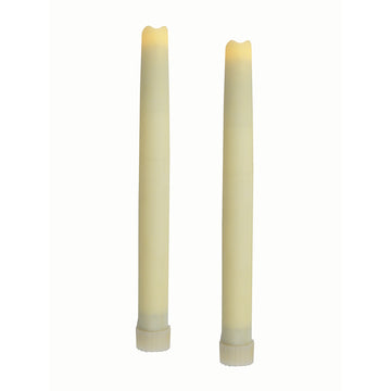 LuxxHomes  Set of Two Ivory Flameless Taper Candle