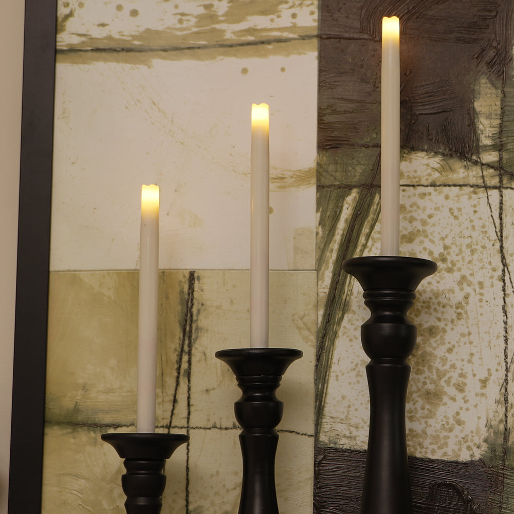 LuxxHomes  Set of Two Ivory Flameless Taper Candle