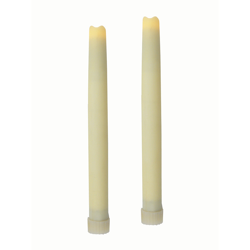 LuxxHomes  Set of Two Ivory Flameless Taper Candle