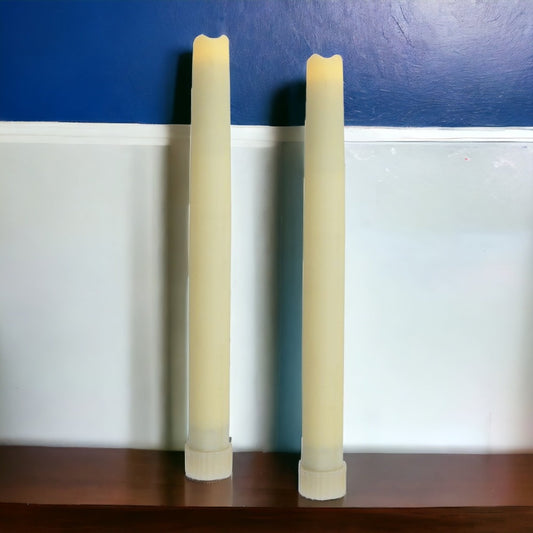 LuxxHomes  Set of Two Ivory Flameless Taper Candle