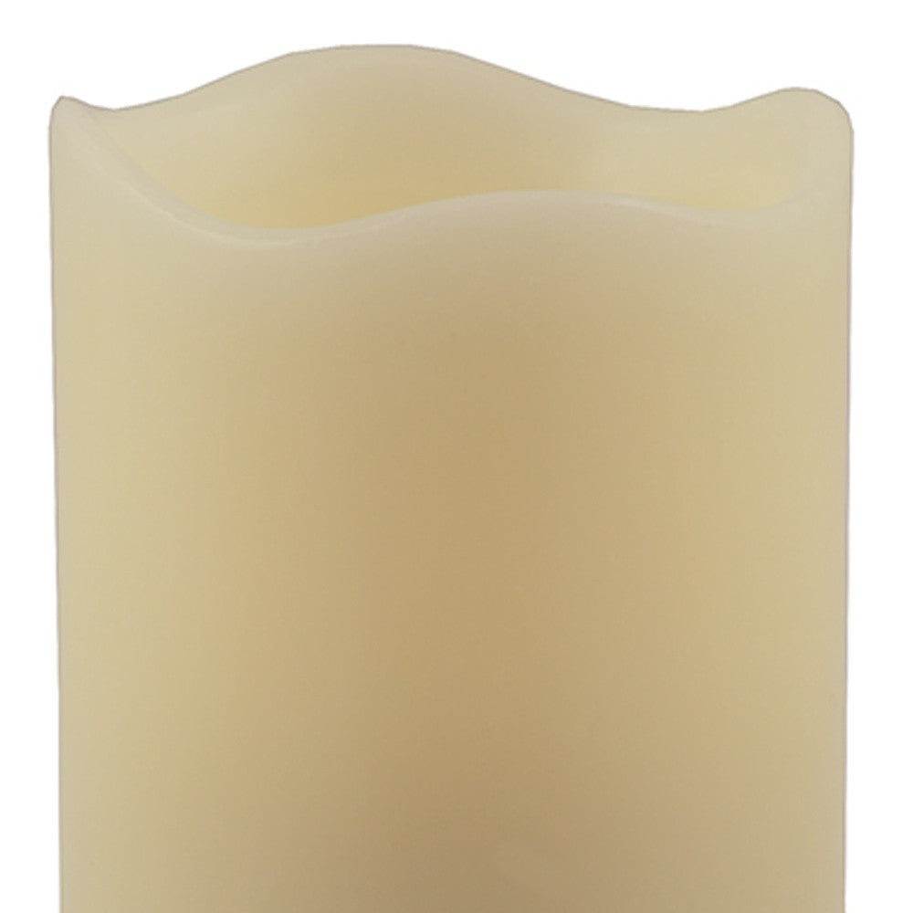 LuxxHomes  5" Ivory Flameless Pillar Candle