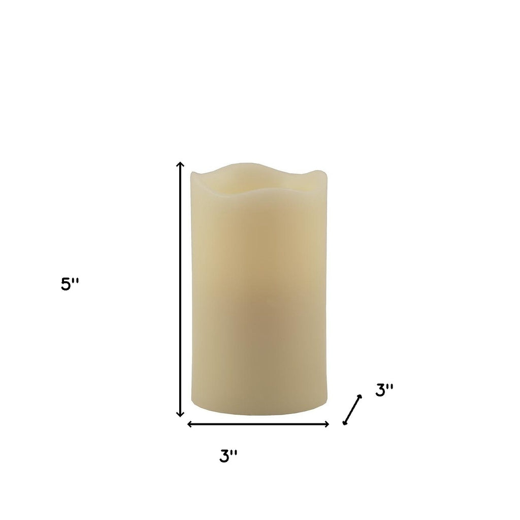 LuxxHomes  5" Ivory Flameless Pillar Candle