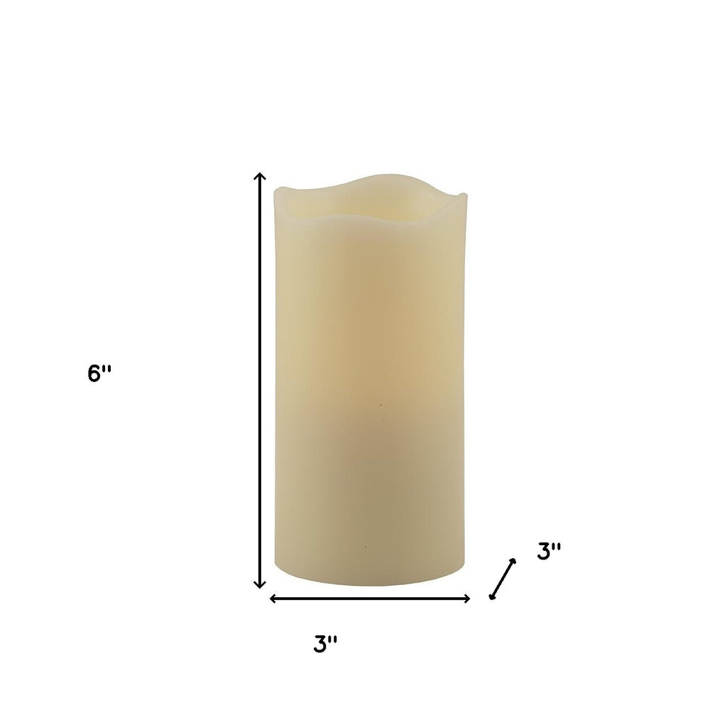 LuxxHomes  6" Ivory Flameless Pillar Candle