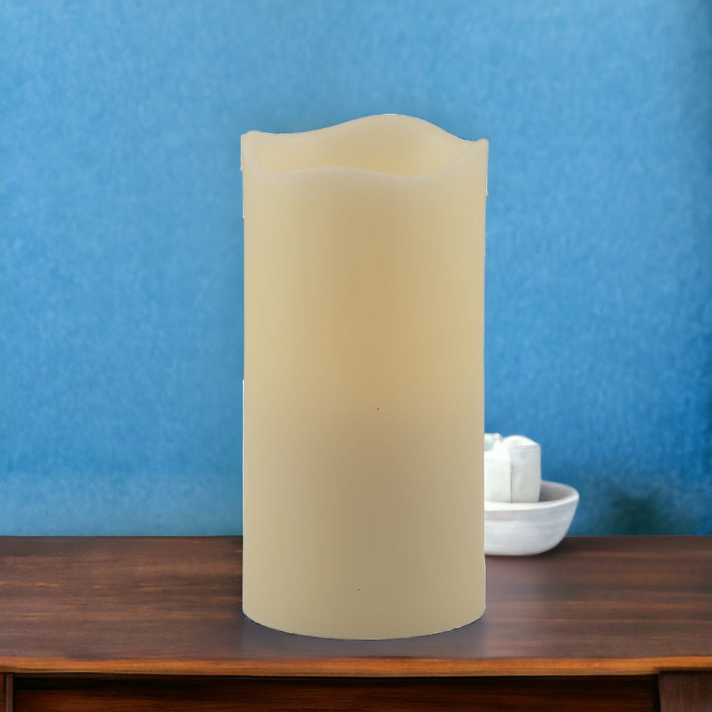 LuxxHomes  6" Ivory Flameless Pillar Candle