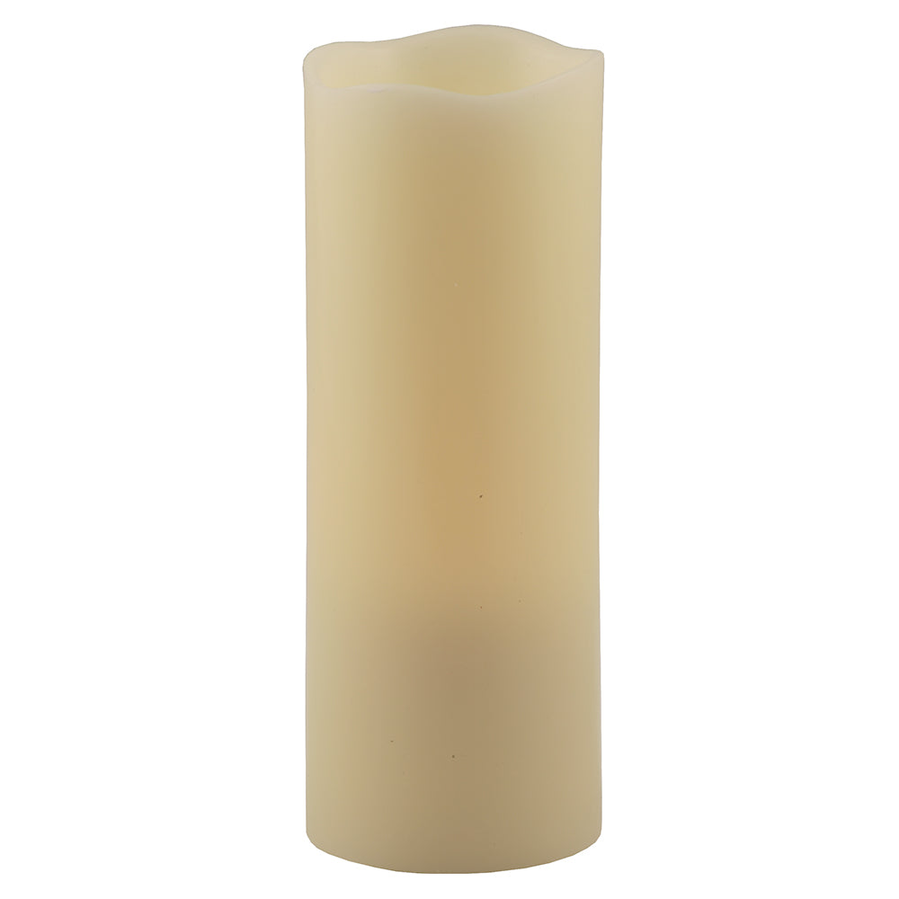 LuxxHomes  8" Ivory Flameless Pillar Candle