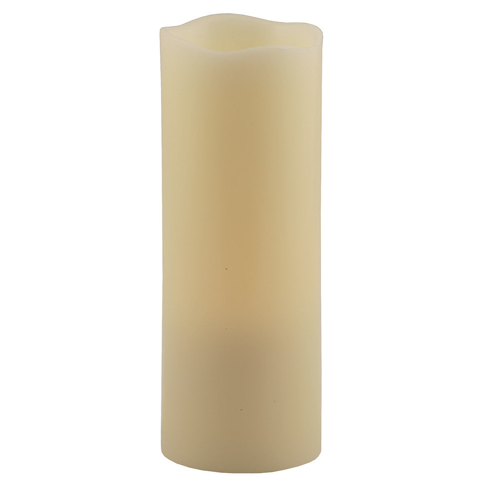 LuxxHomes  8" Ivory Flameless Pillar Candle