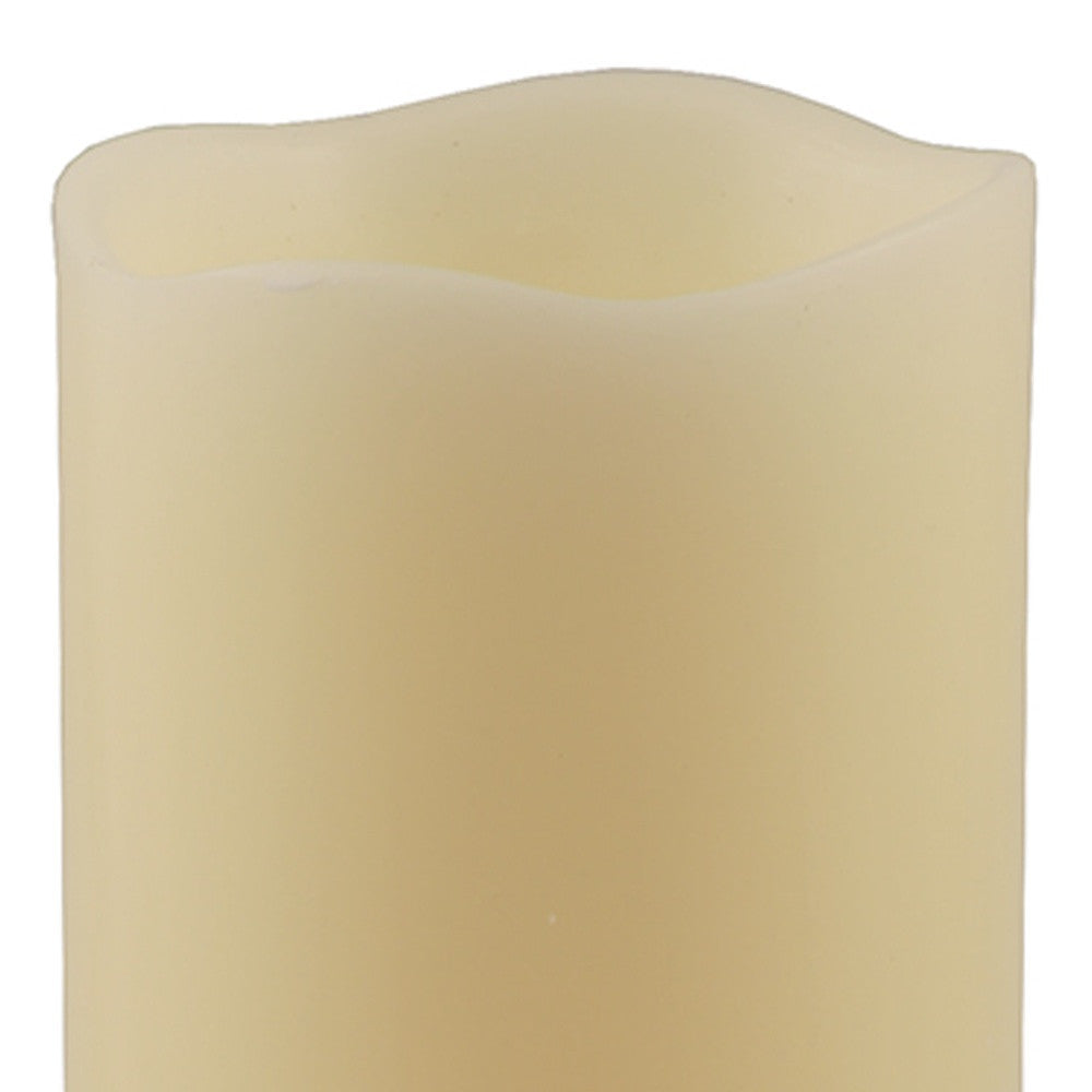 LuxxHomes  8" Ivory Flameless Pillar Candle