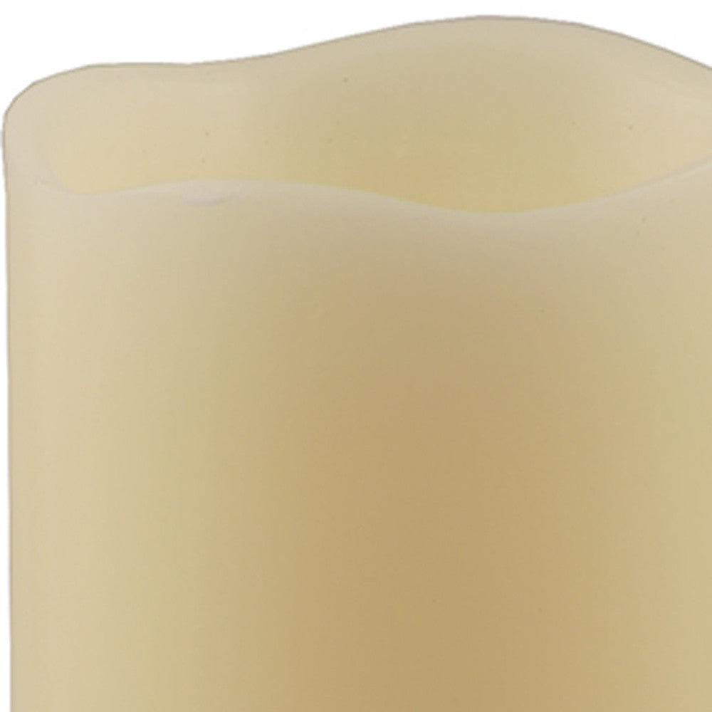 LuxxHomes  8" Ivory Flameless Pillar Candle