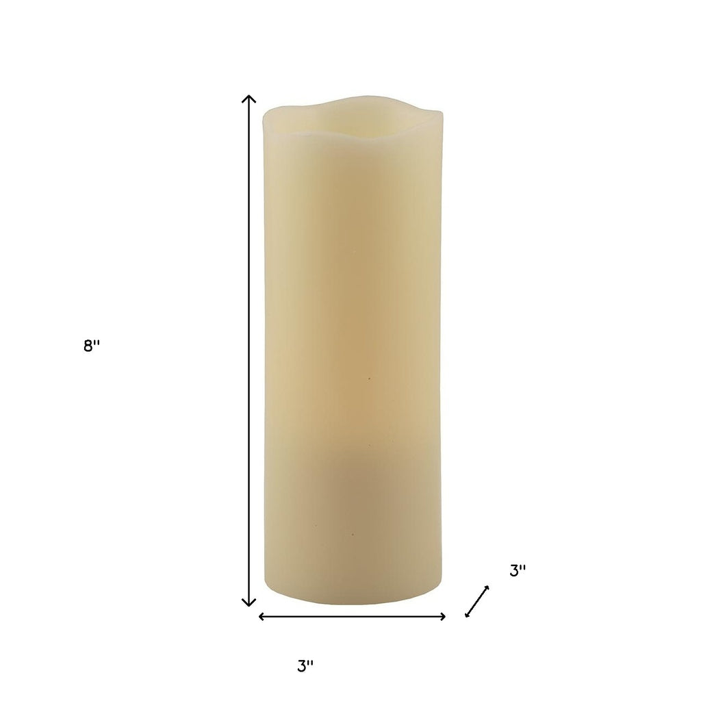 LuxxHomes  8" Ivory Flameless Pillar Candle