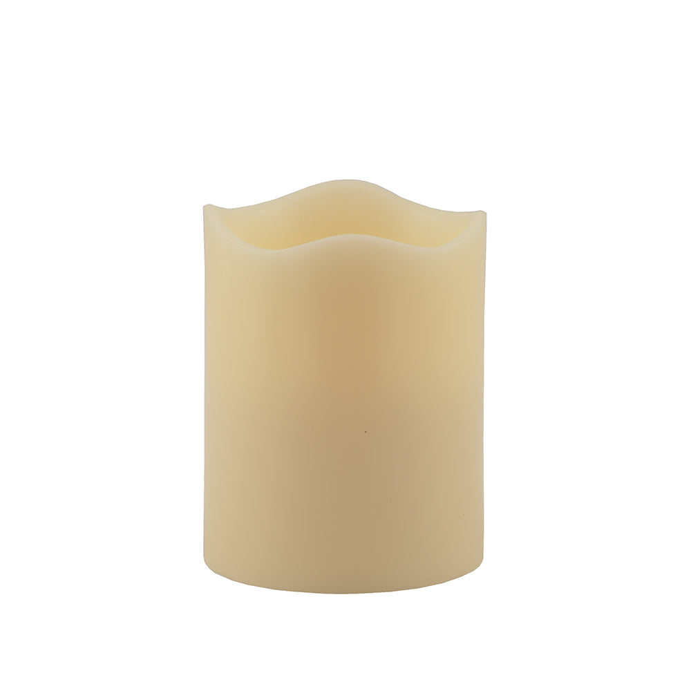 LuxxHomes  5" Ivory Flameless Pillar Candle