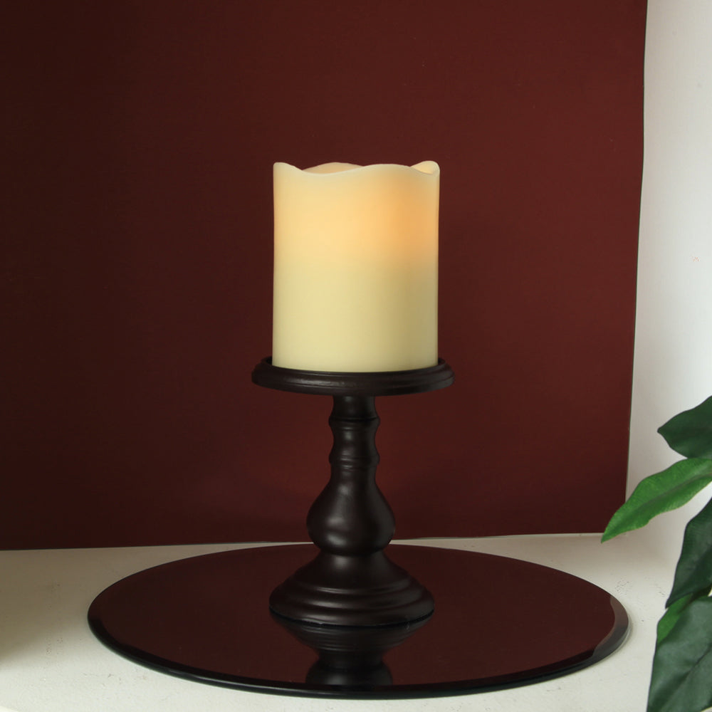 LuxxHomes  5" Ivory Flameless Pillar Candle