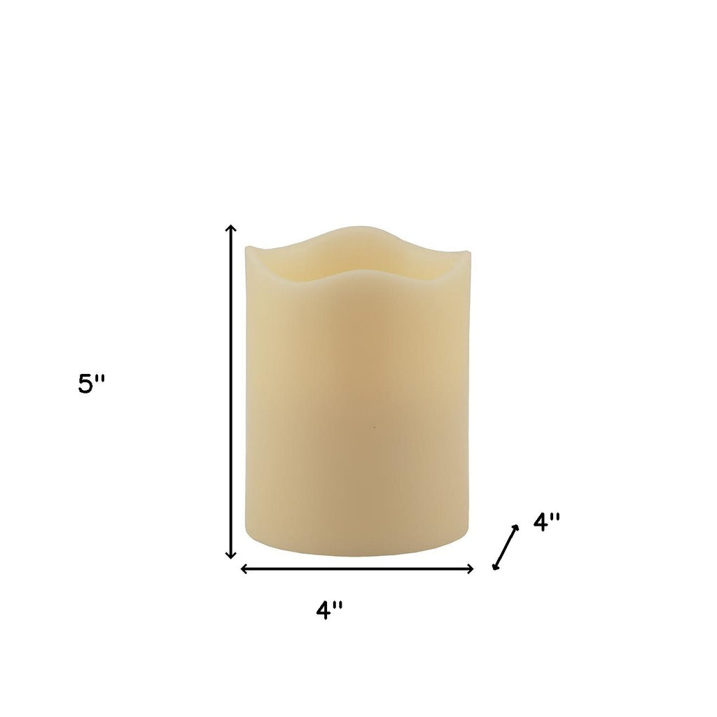 LuxxHomes  5" Ivory Flameless Pillar Candle