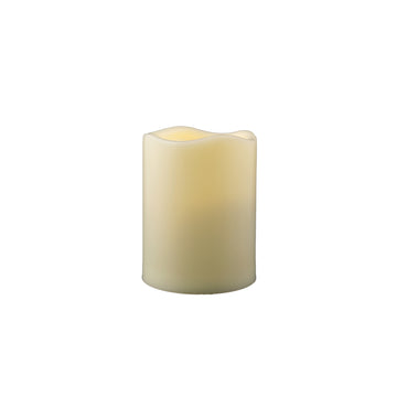 LuxxHomes  4" Ivory Flameless Indoor Outdoor Pillar Candle