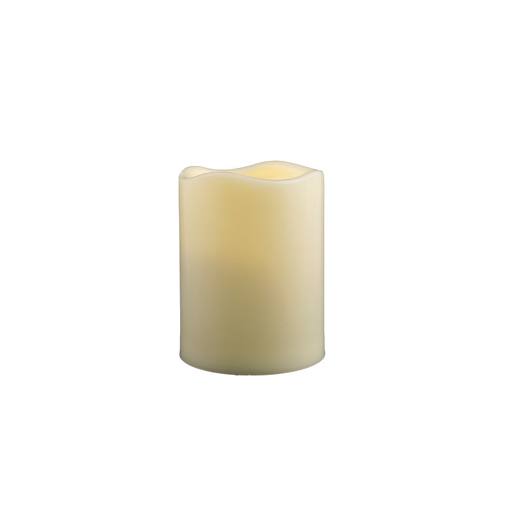 LuxxHomes  4" Ivory Flameless Indoor Outdoor Pillar Candle