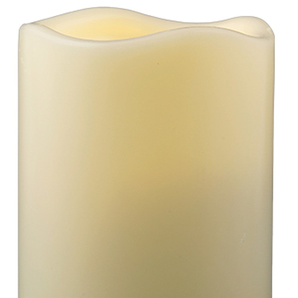 LuxxHomes  4" Ivory Flameless Indoor Outdoor Pillar Candle