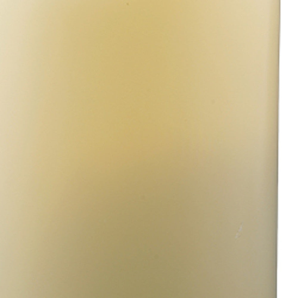 LuxxHomes  4" Ivory Flameless Indoor Outdoor Pillar Candle