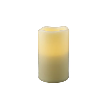 LuxxHomes  5" Ivory Flameless Indoor Outdoor Pillar Candle