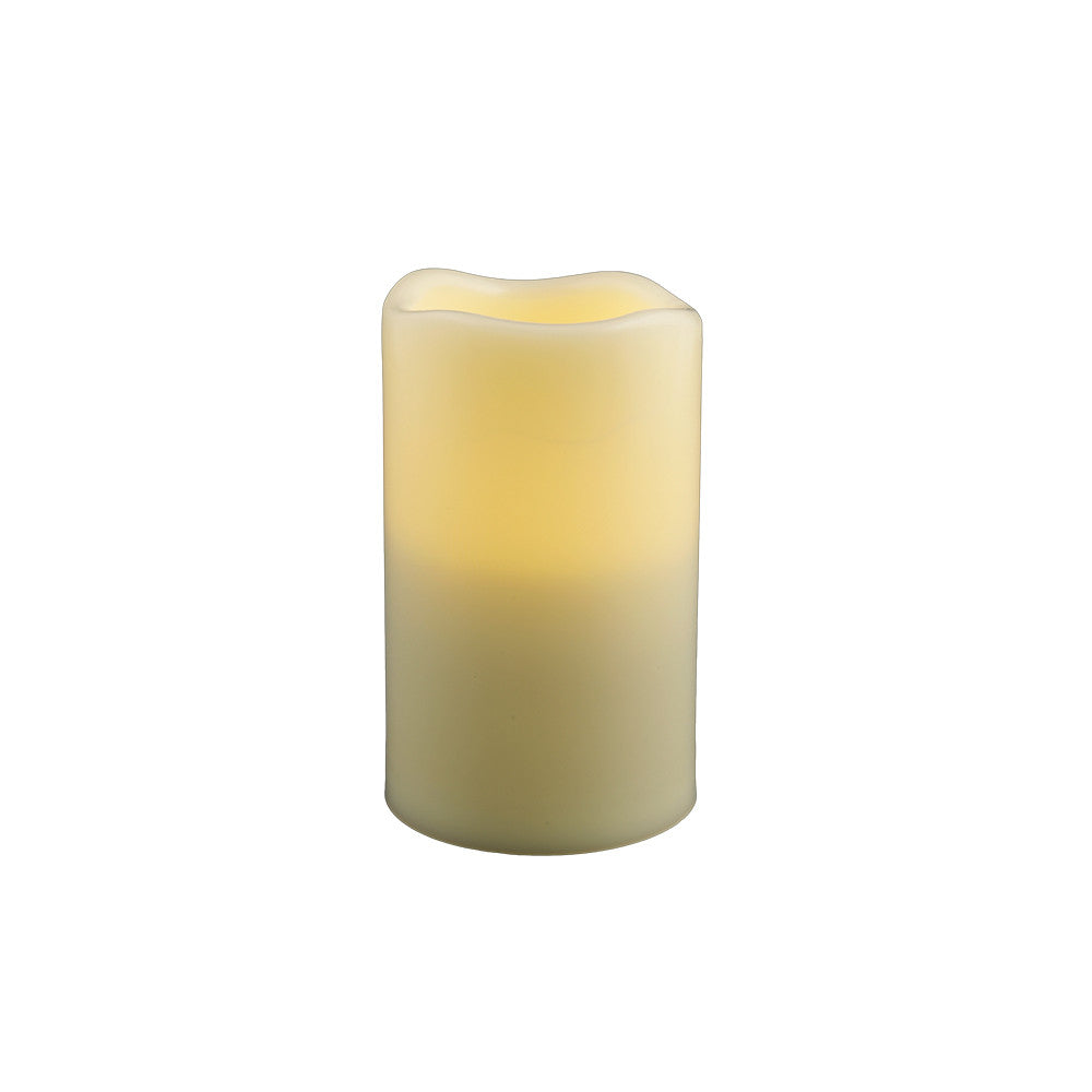 LuxxHomes  5" Ivory Flameless Indoor Outdoor Pillar Candle