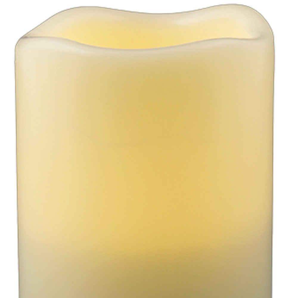 LuxxHomes  5" Ivory Flameless Indoor Outdoor Pillar Candle