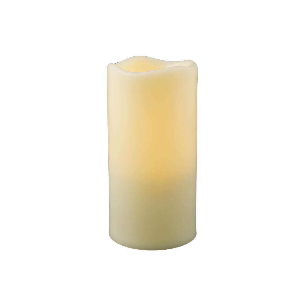 LuxxHomes  6" Ivory Flameless Indoor Outdoor Pillar Candle