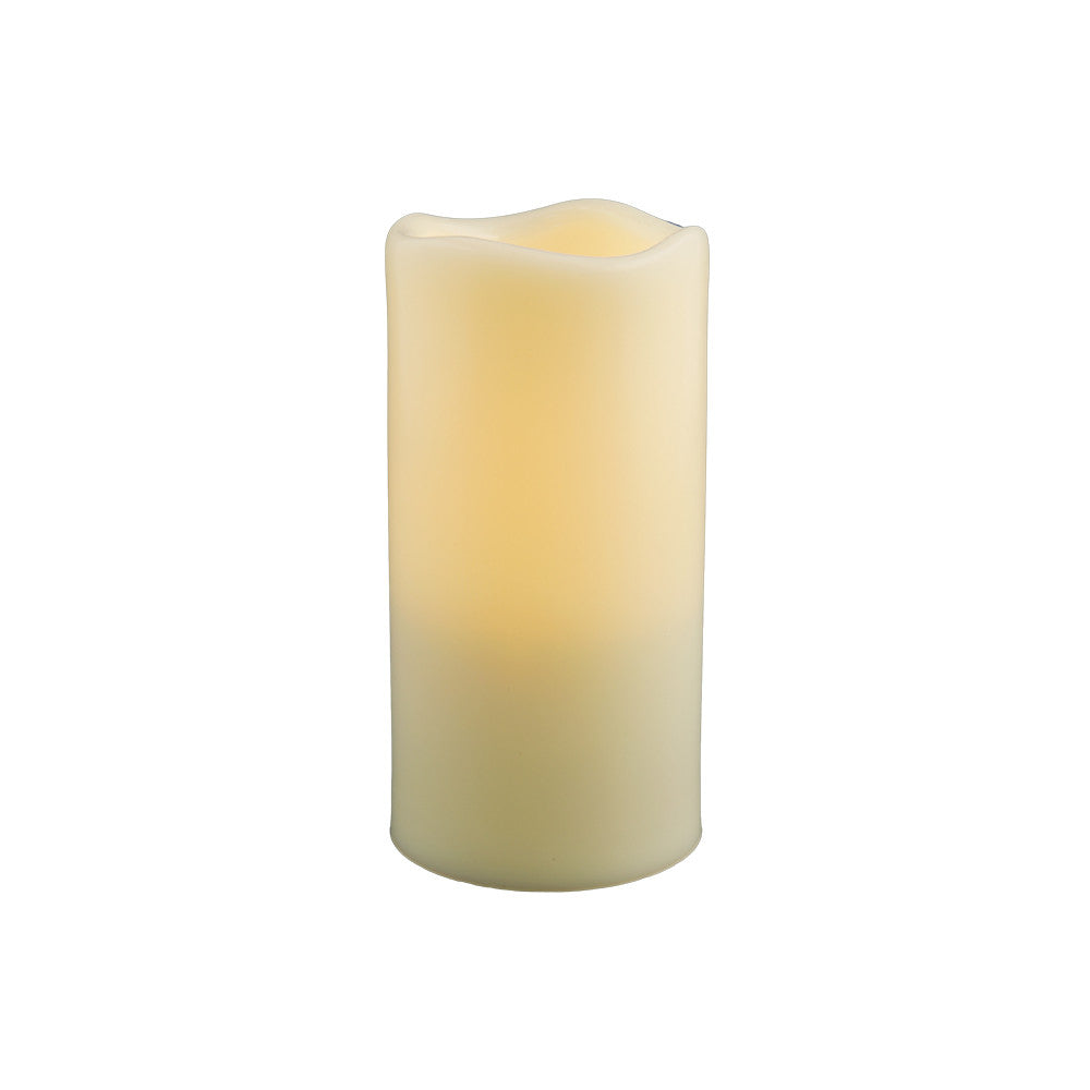 LuxxHomes  6" Ivory Flameless Indoor Outdoor Pillar Candle